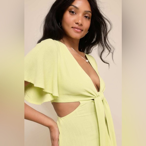 Lulus | Linen Cutout Dress | Size M - Picture 3 of 13